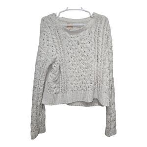 AERO Hygge Cable Knit Sweater L Cream Cozy Chenille
